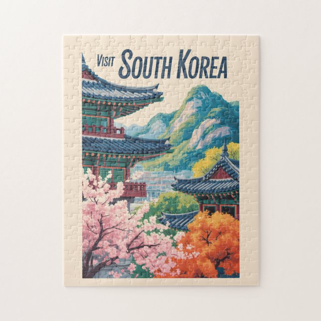 Puzzle Illustration de paysage de Corée du Sud Art de voy (Vertical)