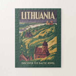 Puzzle Illustration de paysage de Lituanie Art de voyage