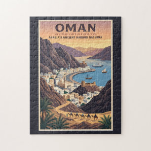 Puzzle Illustration de paysage d'Oman Art de voyage vinta