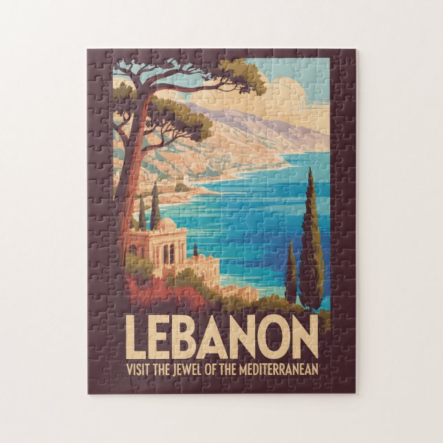 Puzzle Illustration de paysage libanais Art de voyage vin (Vertical)