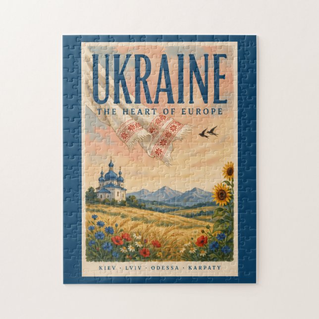 Puzzle Illustration de paysage ukrainien de voyage (Vertical)