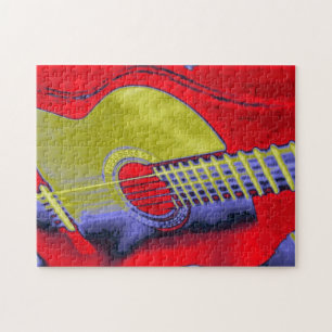 Puzzle Illustration de peinture de la guitare pop art