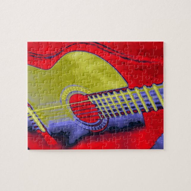 Puzzle Illustration de peinture de la guitare pop art (Horizontal)