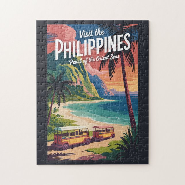 Puzzle Illustration de plage aux Philippines Art de voyag (Vertical)