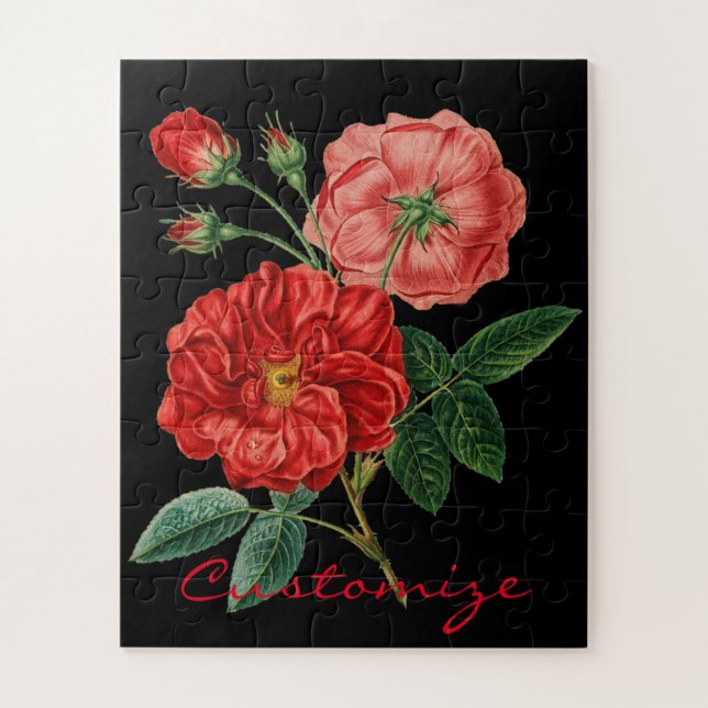 Puzzle Illustration de rose rouge vintage Thunder_Cove (Vertical)