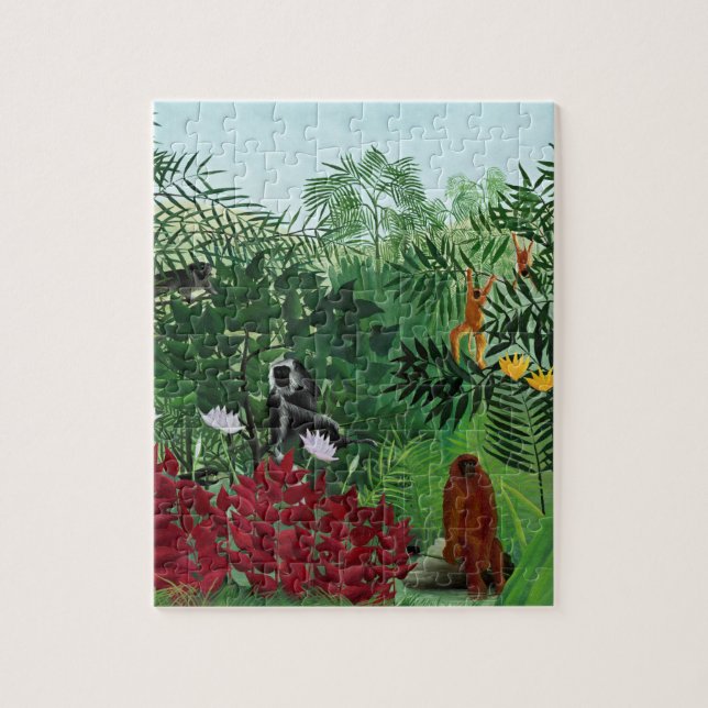 Puzzle Illustration de singes de la forêt tropicale vinta (Vertical)