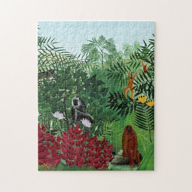 Puzzle Illustration de singes de la forêt tropicale vinta (Vertical)