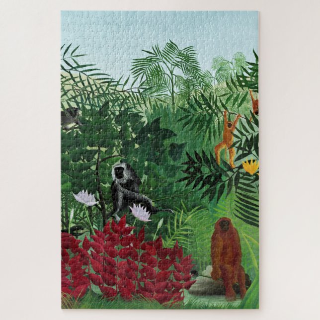 Puzzle Illustration de singes de la forêt tropicale vinta (Vertical)