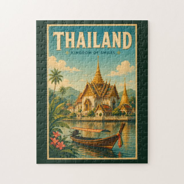 Puzzle Illustration de temple thaïlandais Art de voyage v (Vertical)