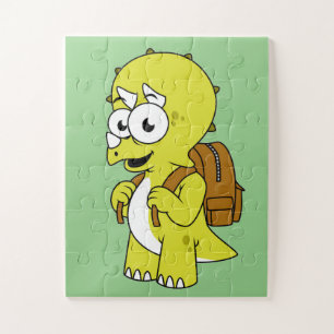Puzzle Illustration De Tricératops Avec Sac À Dos.