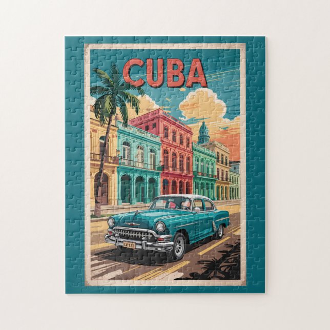 Puzzle Illustration de voiture classique de Cuba Art de v (Vertical)