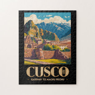 Puzzle Illustration de voyage à Cusco Pérou style vintage