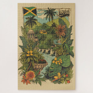 Puzzle Illustration de voyage à la Jamaïque de style vint