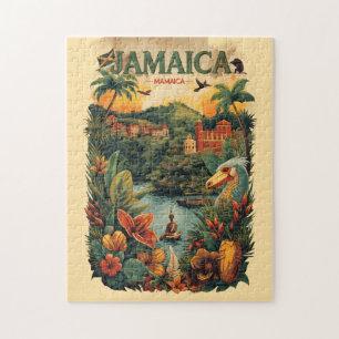 Puzzle Illustration de voyage à la Jamaïque de style vint