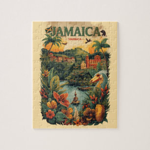 Puzzle Illustration de voyage à la Jamaïque de style vint