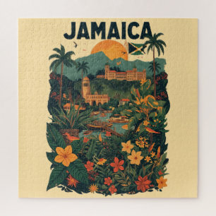 Puzzle Illustration de voyage à la Jamaïque de style vint