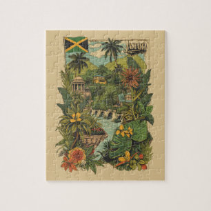 Puzzle Illustration de voyage à la Jamaïque de style vint