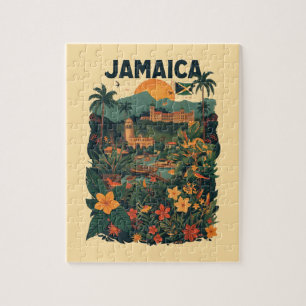 Puzzle Illustration de voyage à la Jamaïque de style vint