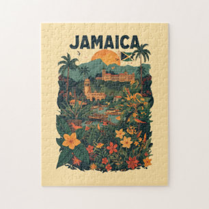 Puzzle Illustration de voyage à la Jamaïque de style vint