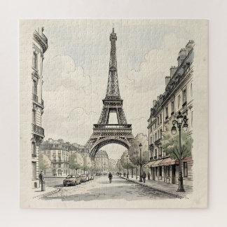 Puzzle Illustration de voyage antique vintage de Paris