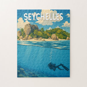 Puzzle Illustration de voyage aux Seychelles Art vintage