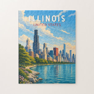 Puzzle Illustration de voyage d'art vintage de l'Illinois