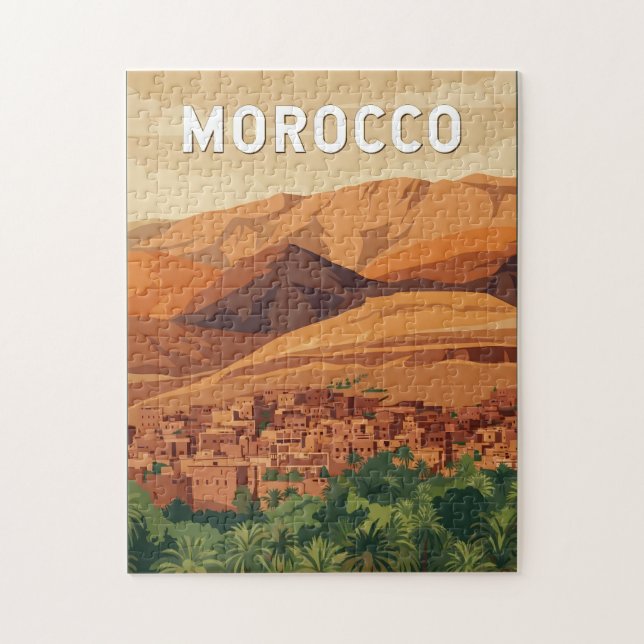 Puzzle Illustration de voyage d'art vintage du Maroc (Vertical)