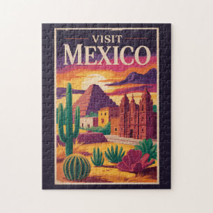 Puzzle Illustration de voyage de la culture mexicaine vin