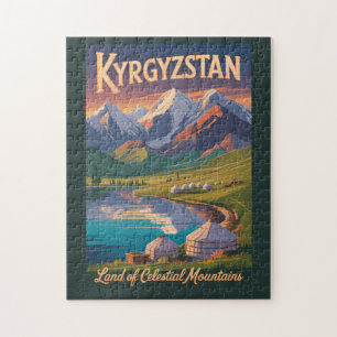 Puzzle Illustration de voyage de montagnes du Kirghizista