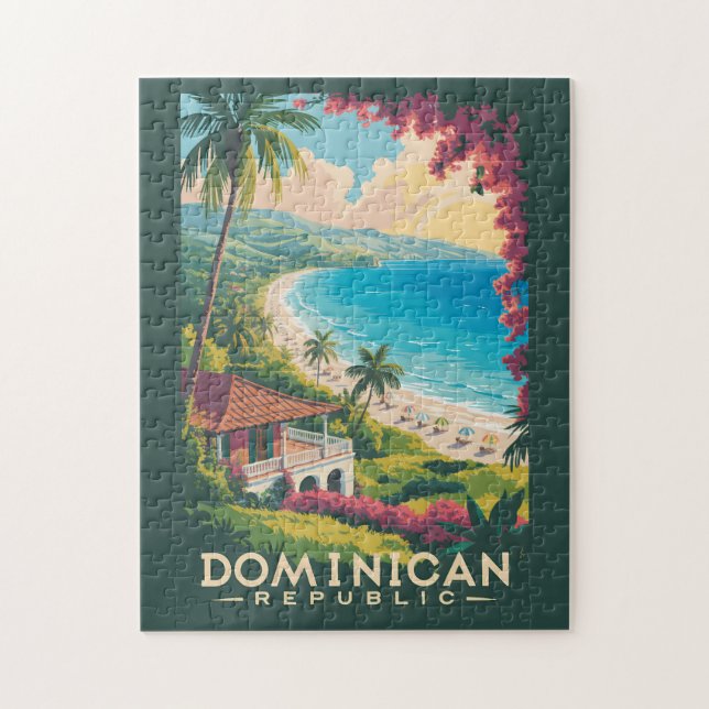 Puzzle Illustration de voyage de plage en République domi (Vertical)