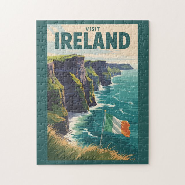Puzzle Illustration de voyage des falaises de Moher en Ir (Vertical)