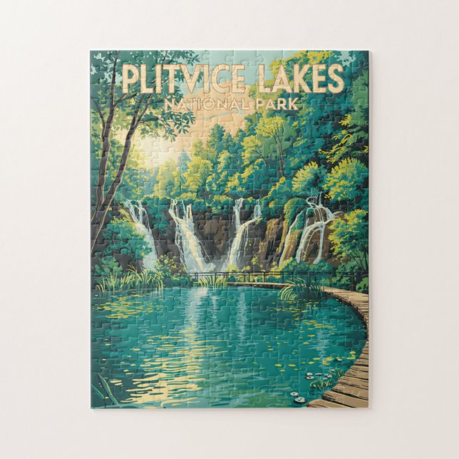 Puzzle Illustration de voyage du parc national des lacs d (Vertical)