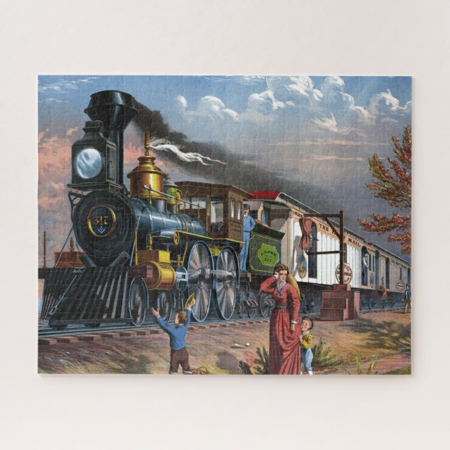 Puzzle Illustration de voyage du train vintage (Horizontal)