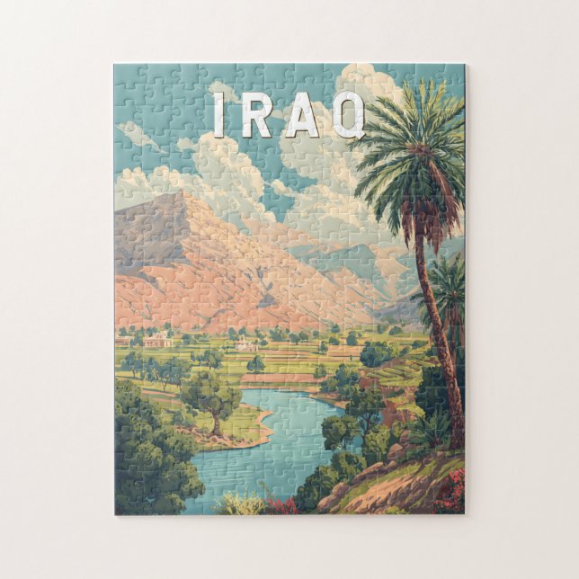 Puzzle Illustration de voyage Irak Art vintage (Vertical)