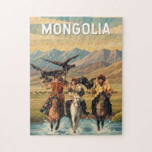 Puzzle Illustration de voyage Mongolie Art vintage
