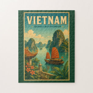 Puzzle Illustration de voyage rétro de la baie d'Ha Long