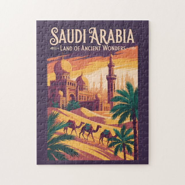 Puzzle Illustration de voyage rétro sur le désert d'Arabi (Vertical)