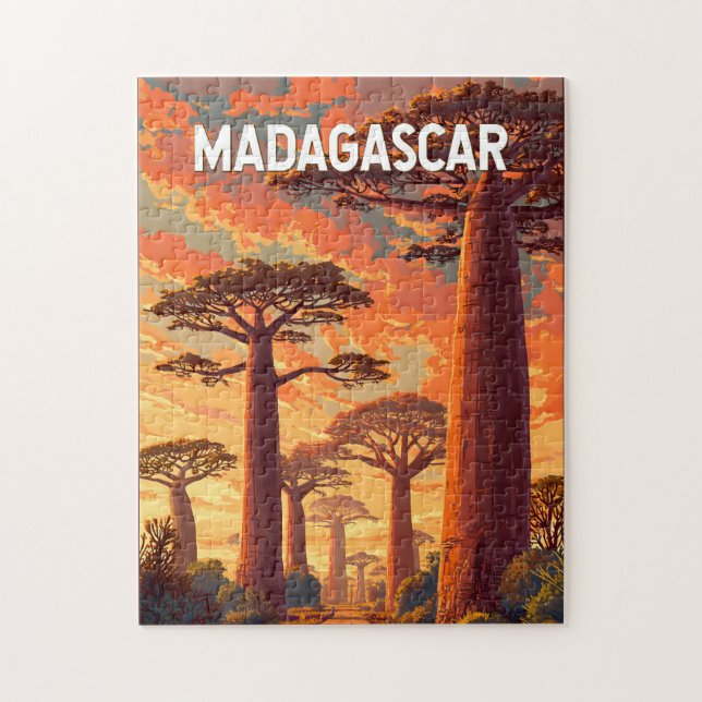 Puzzle Illustration de voyage vintage à Madagascar (Vertical)