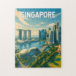 Puzzle Illustration de voyage vintage à Singapour