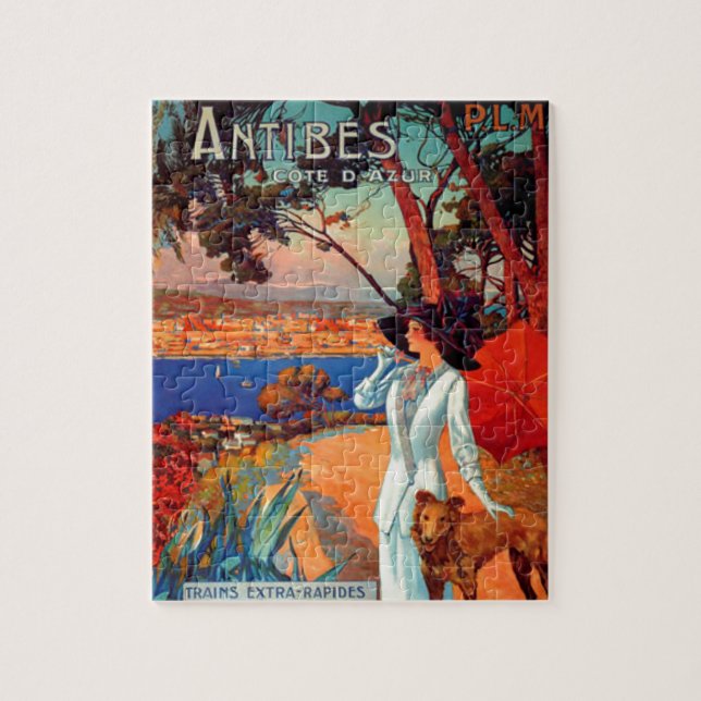 Puzzle Illustration de voyage vintage Antibes Côte d'Azur (Vertical)