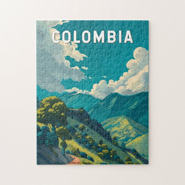 Puzzle Illustration de voyage vintage Colombie (Vertical)