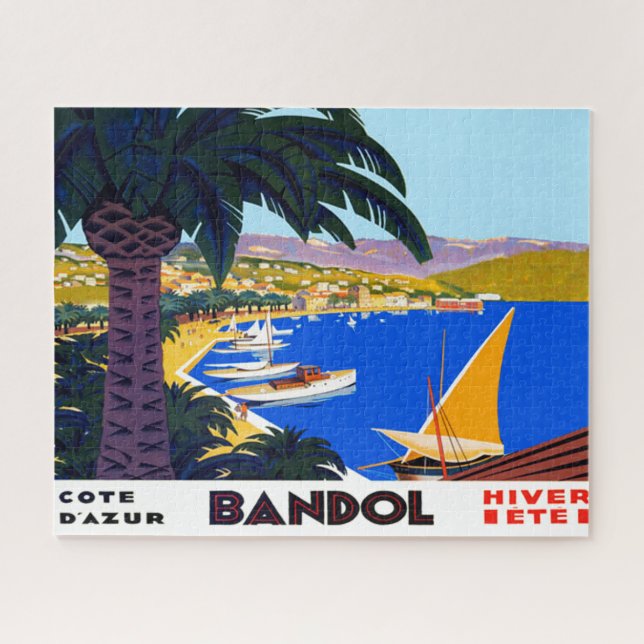 Puzzle Illustration de voyage vintage Côte d'Azur (Horizontal)