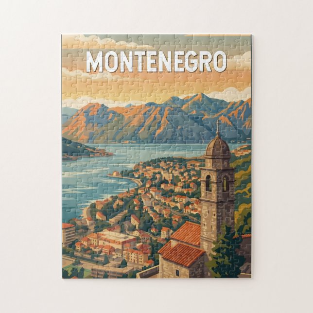 Puzzle Illustration de voyage vintage du Monténégro (Vertical)