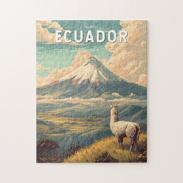 Puzzle Illustration de voyage vintage Équateur (Vertical)