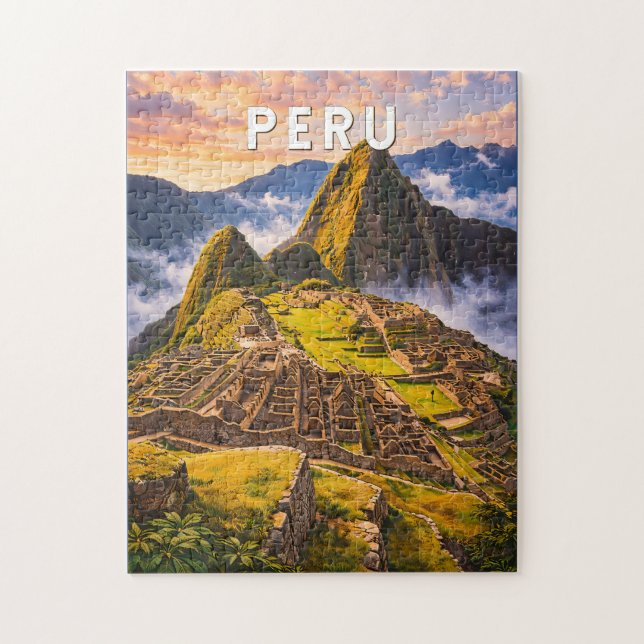 Puzzle Illustration de voyage vintage Pérou (Vertical)