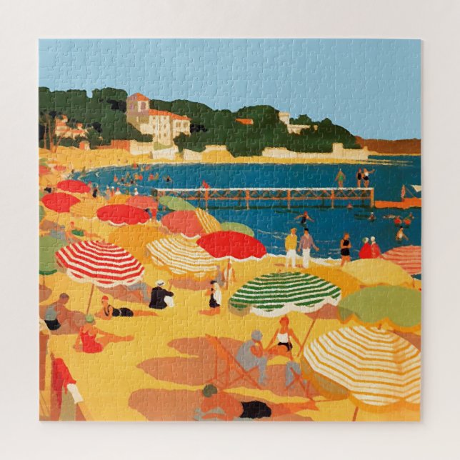 Puzzle Illustration de voyage vintage Riviera Beach (Vertical)