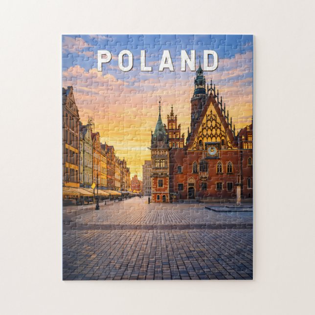 Puzzle Illustration de voyage vintage sur la Pologne (Vertical)
