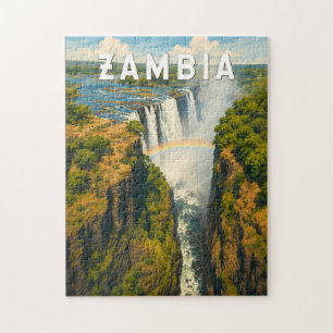 Puzzle Illustration de voyage vintage sur la Zambie