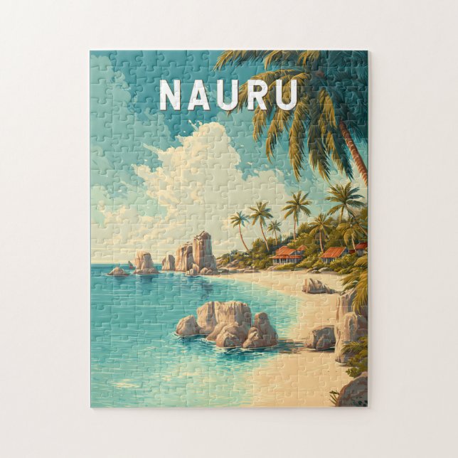Puzzle Illustration de voyage vintage sur Nauru (Vertical)