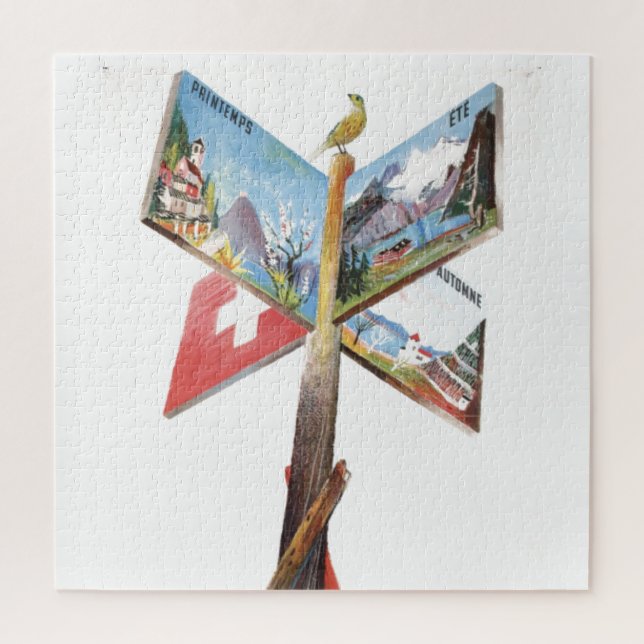 Puzzle Illustration de voyage vintage Vacation Suisse (Vertical)
